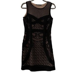 ZARA Black Lace Nude Underline Short Dress